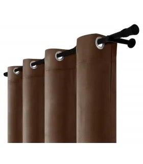 Zamatový záves s krúžkami - Mocha Elegance, tmavohnedá