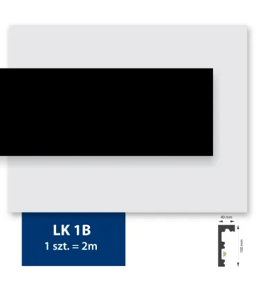 Garnižová stropná lišta Prestige 1B čierna - vhodná pre LED podsvietenie 200x10cm