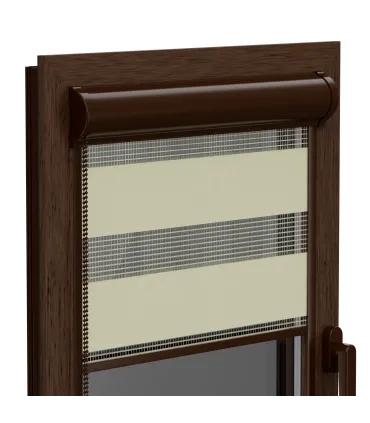 Roleta Deň a Noc v hlinikovej hnedej kazete Elite séria ecru jemná