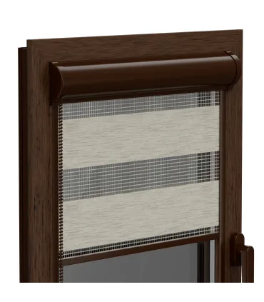 Roleta Deň a Noc v hlinikovej hnedej kazete Elite séria bielený dub