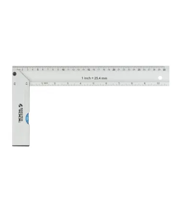 Uholník stolársky hliníkový MASTERTOOL 300 mm, libely 0,5 mm/m 0,03° 30-4300