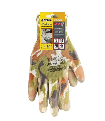 Rukavice pracovné MASTERTOOL 83-0602 z bezšvovej pletenej bavlny s prírodným latexovým povrchom biela/modrá 10,5"