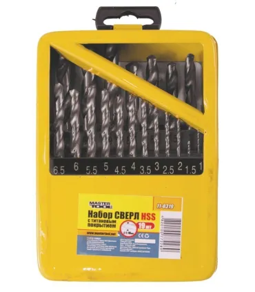 Sada vrtákov do kovu MASTERTOOL 19 ks HSS 1 - 10 mm metal box WHITE 11-0119