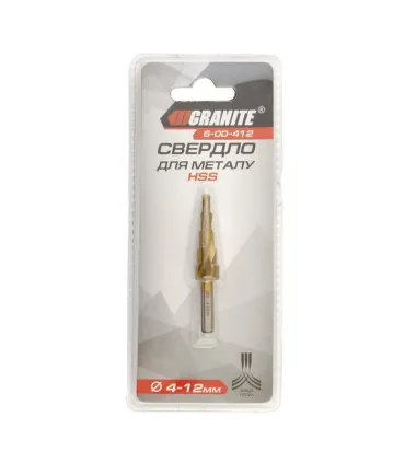 Vrták do kovu GRANITE stupňový špirálový HSS TiN 4 - 12 mm 5 stupňov 6-00-412