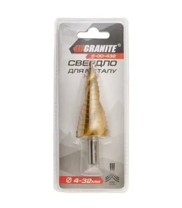 Vrták do kovu GRANITE stupňový špirálový HSS TiN 4 - 32 mm 15 stupňov 6-00-432