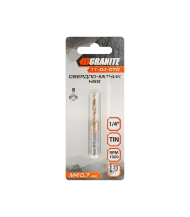 Vrták šesťuholníková stopka GRANITE vŕtačka HSS M4*0.7 mm, závit skrutkový kohútik DIN338 11-04-070