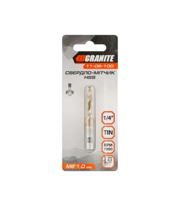 Vrták šesťuholníková stopka GRANITE vŕtačka HSS M6*1.0 mm, závit skrutkový kohútik DIN338 11-06-100