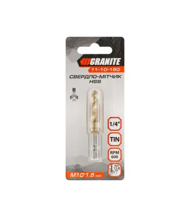Vrták šesťuholníková stopka GRANITE vŕtačka HSS M10*1.5 mm, závit skrutkový kohútik DIN338 11-10-150
