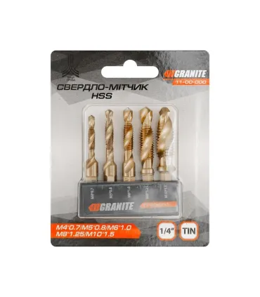 Sada vrtákov GRANITE 5 ks šesťuholníková stopka vŕtačka HSS M4-M10, závit skrutkový kohútik DIN338 11-00-000