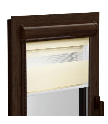 Roleta Deň a Noc v hlinikovej hnedej kazete Elite séria ecru jemná