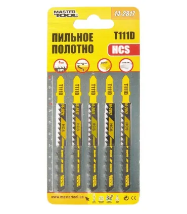 Plátky do priamočiarej píly HCS MASTERTOOL T111D basic na drevo/ plast rýchlo rovné strih 6TPI/100 mm 5 ks 14-2817