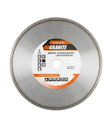 Kotúč diamantový GRANITE UNIVERSAL 230*2,6 mm 22-24% 6600 ot./min 9-05-230